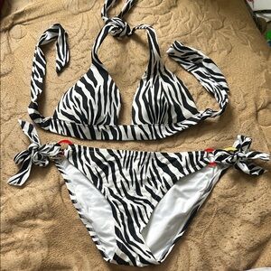 Victoria's Secret Zebra Striped Halter Bikini Y2K Swimwear